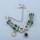 Tricolor Grass Beads Charm Bracelet with Safety Chain for Women Men Girl