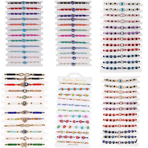 12pcs Couple Evil Red Eye Elastic Bracelet Charm Crystal Resin Beaded Bracelets