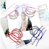12pcs Couple Evil Red Eye Elastic Bracelet Charm Crystal Resin Beaded Bracelets