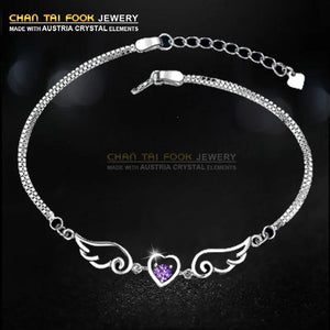 Heart Crystal Wedding Bracelet Chain Charm Bangles