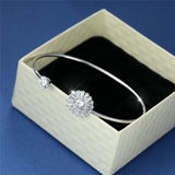 Classic Silver Zircon Bracelet Adjustable Women's Crystal Flower Chain