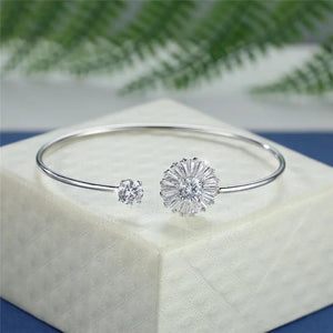 Classic Silver Zircon Bracelet Adjustable Women's Crystal Flower Chain