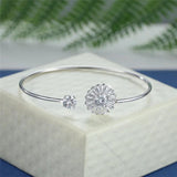 Classic Silver Zircon Bracelet Adjustable Women's Crystal Flower Chain