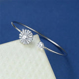 Classic Silver Zircon Bracelet Adjustable Women's Crystal Flower Chain