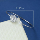 Classic Silver Zircon Bracelet Adjustable Women's Crystal Flower Chain