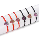 Strawberry Bracelets Girl DIY Micro Pave Zircon Charm Red Rope Jewelry Women