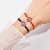 Strawberry Bracelets Girl DIY Micro Pave Zircon Charm Red Rope Jewelry Women