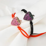 Strawberry Bracelets Girl DIY Micro Pave Zircon Charm Red Rope Jewelry Women