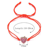 Strawberry Bracelets Girl DIY Micro Pave Zircon Charm Red Rope Jewelry Women
