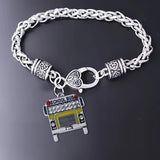 Enamel Metal School Bus Charm Bracelet for Students