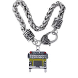 Enamel Metal School Bus Charm Bracelet for Students