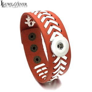 US Baseball Bracelet 136 Leather Bangle Snap Button Charm Jewelry