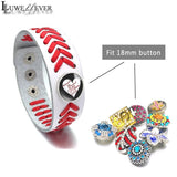 US Baseball Bracelet 136 Leather Bangle Snap Button Charm Jewelry
