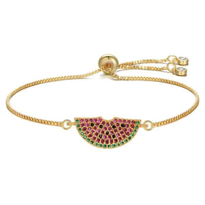 Watermelon Charm Bracelet Red String Macrame Adjustable Fruit Jewelry