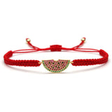 Watermelon Charm Bracelet Red String Macrame Adjustable Fruit Jewelry