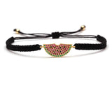 Watermelon Charm Bracelet Red String Macrame Adjustable Fruit Jewelry