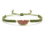 Watermelon Charm Bracelet Red String Macrame Adjustable Fruit Jewelry