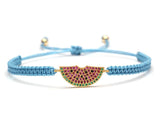 Watermelon Charm Bracelet Red String Macrame Adjustable Fruit Jewelry