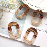 4Pcs Acetic Acid Patchwork Oval Charm Connectors Diy Earrings