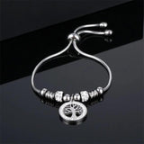 Stainless Steel Tree of Life Bracelet Crystal Zircon Snake Chain Jewelry
