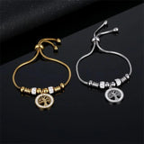 Stainless Steel Tree of Life Bracelet Crystal Zircon Snake Chain Jewelry