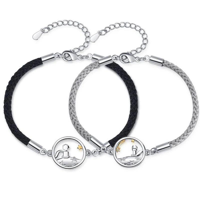2PCS Little Prince & Fox Braided Rope Bracelets for Couples Friendship