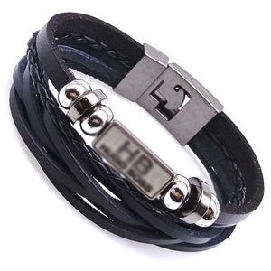 Leather Bracelets Men Stainless Steel Multilayer Braided Rope