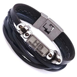 Leather Bracelets Men Stainless Steel Multilayer Braided Rope