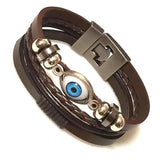 Leather Bracelets Men Stainless Steel Multilayer Braided Rope