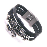 Leather Bracelets Men Stainless Steel Multilayer Braided Rope