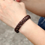 Vintage Stainless Steel Chain Leather Bracelet