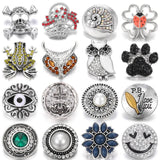 5pcs Owl Skull Flower 18mm Snap Buttons for Leather Bracelet