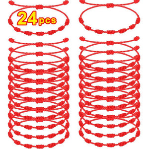 7 Knots Red String Bracelets Lucky Amulet Friendship Braid Rope Wristband
