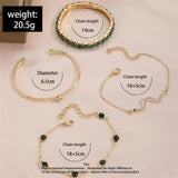 Vintage Green Crystal Bracelets for Women Snake Rhinestone Set