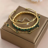 Vintage Green Crystal Bracelets for Women Snake Rhinestone Set