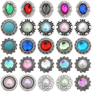6pcs DIY Round Crystal Snap Buttons for 18mm Snap Bracelets Bangles Women