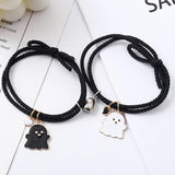 Black Ghost Rope Heart Bracelets Set for Couples