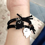 Black Ghost Rope Heart Bracelets Set for Couples
