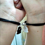 Black Ghost Rope Heart Bracelets Set for Couples