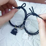 Black Ghost Rope Heart Bracelets Set for Couples