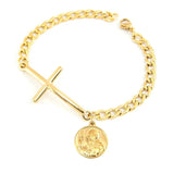 Stainless Steel San Benito Virgin Mary Pendant Bracelet