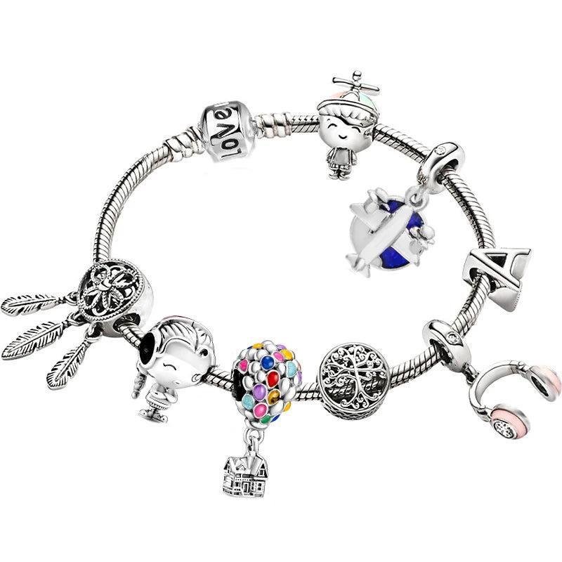 Love You Forever Beads Charm Bracelets DIY Silver Snake Chain Bracelets