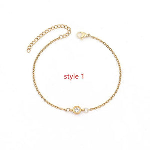 Pave Zirconia Charm Bracelet Stainless Steel Women's Chain Bracelet