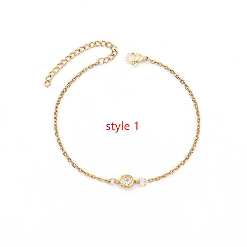 Pave Zirconia Charm Bracelet Stainless Steel Women's Chain Bracelet