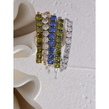 Green Cubic Zirconia Chain Stainless Steel Pull-Out Bracelet