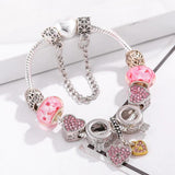 Romantic Pink Heart Beads Charm Bracelet for Women
