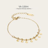 YACHAN High Stainless Steel Chain Bracelet 18K Plated Disc Charms