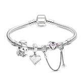 Love Heart & Ginkgo Leaf & Crown Charm Bracelet with Pendant for Women Gift