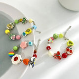 Childlike Fruit Butterfly Love Ceramic Bracelet Girls Bohemia Cartoon Animal Bea