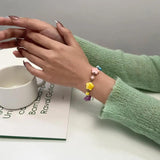 Childlike Fruit Butterfly Love Ceramic Bracelet Girls Bohemia Cartoon Animal Bea